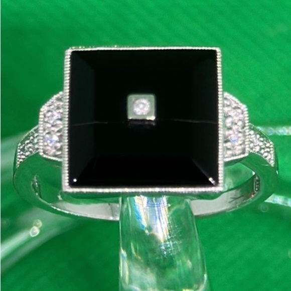 14k real solid gold real diamonds ónix stone size 10 - Picture 1 of 9